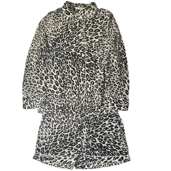 Equipment Other - Equipment Lillian Silk Pajama Set size XS Cheetah Long Sleeve Shorts Sleepwear